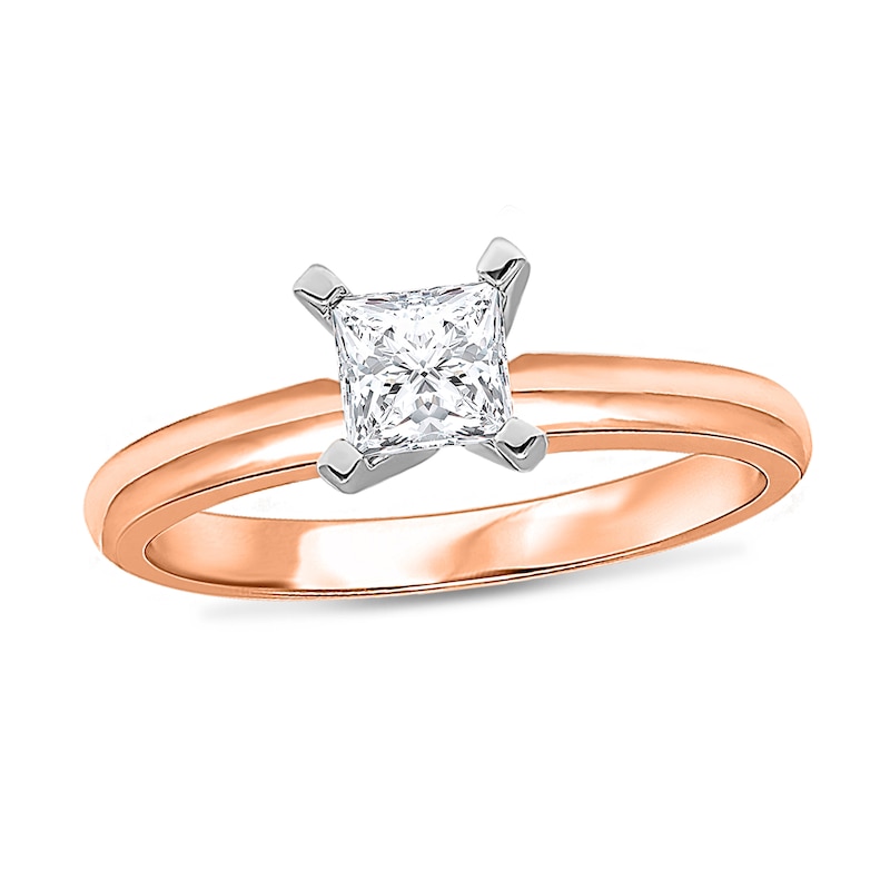 1/4 CT. Princess-Cut Diamond Solitaire Engagement Ring in 14K Rose Gold (J/I2)