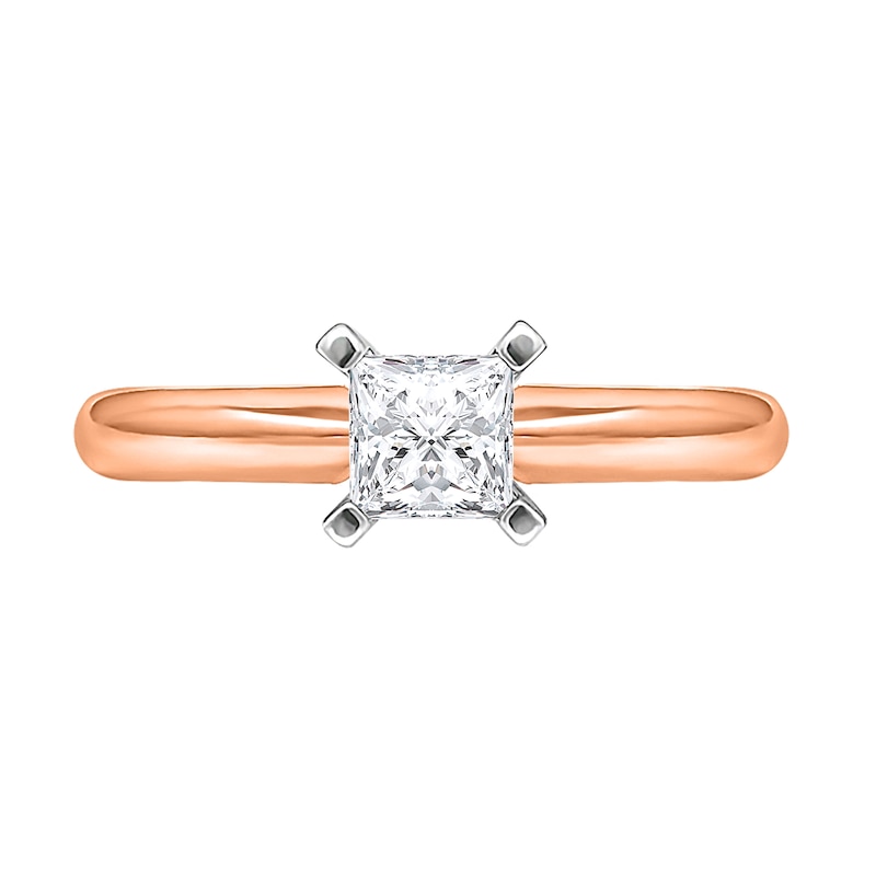 1/4 CT. Princess-Cut Diamond Solitaire Engagement Ring in 14K Rose Gold (J/I2)