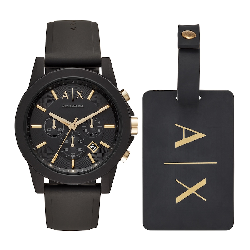 Men’s Armani Exchange Black Watch Gift Set (Model: AX7105)