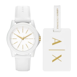 Women’s Armani Exchange Lady Banks White Watch Gift Set (Model: AX7126)