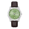 Thumbnail Image 1 of Men's Bulova Surveyor Green Dial Watch in Stainless Steel with Brown Leather Strap (Model 96B427)