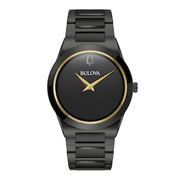 Men's Bulova Millennia Modern Black Dial Watch in Black Ion-Plated Stainless Steel (Model 98A313)