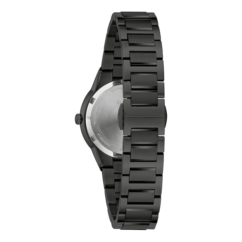 Main Image 3 of Ladies' Bulova Millennia Modern Black Dial Watch in Black Ion-Plated Stainless Steel (Model 98L314)