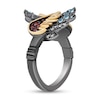 Thumbnail Image 2 of Enchanted Disney Villains Jafar Garnet, Topaz and Diamond Iago Wings Bypass Ring in Black Sterling Silver and 10K Gold