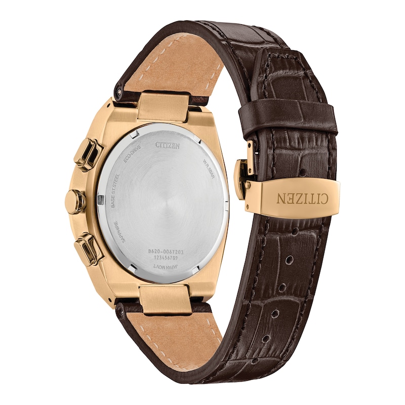 Men's Citizen Axiom Watch in Rose-Tone Stainess Steel with Brown Leather Strap (Model: CA4583-01E)