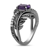 Thumbnail Image 2 of Enchanted Disney Villains Dr. Facilier Amethyst and 1/6 CT. T.W. Diamond Bypass Feather Ring in Black Sterling Silver