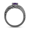 Thumbnail Image 3 of Enchanted Disney Villains Dr. Facilier Amethyst and 1/6 CT. T.W. Diamond Bypass Feather Ring in Black Sterling Silver