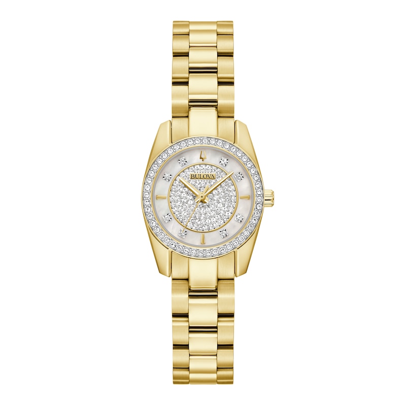 Main Image 2 of Ladies' Bulova Crystal Collection Watch with Mother-of Pearl Dial and Heart Bracelets Box Set (Model: 98X137)