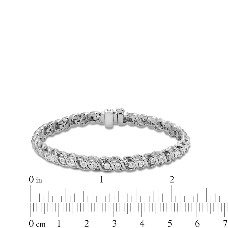 Main Image 4 of 1/4 CT. T.W. Diamond Miracle &quot;S&quot; Link Bracelet in Sterling Silver