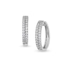 Thumbnail Image 1 of 1 CT. T.W. Diamond Double Row Hoop Earrings in 10K White Gold