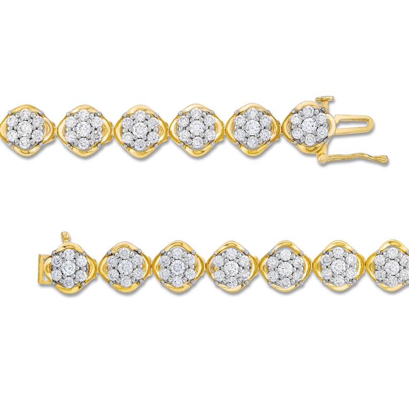 4 CT. T.W. Multi-Diamond Flower Bracelet in 10K Gold