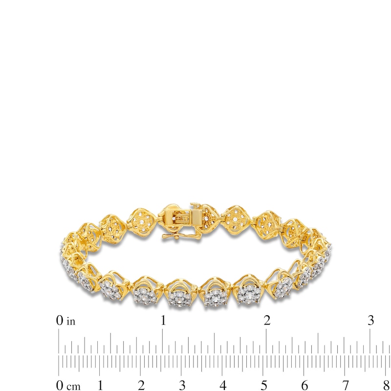 4 CT. T.W. Multi-Diamond Flower Bracelet in 10K Gold