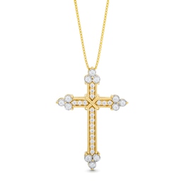 3/8 CT. T.W. Diamond &quot;X&quot; Trio Pointed Cross Pendant in 10K Gold