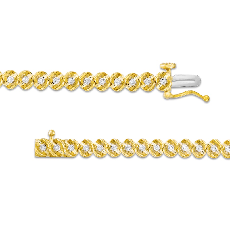 Main Image 3 of 1 CT. T.W. Diamond Sculpted Link Bracelet in 10K Gold - 7.25&quot;