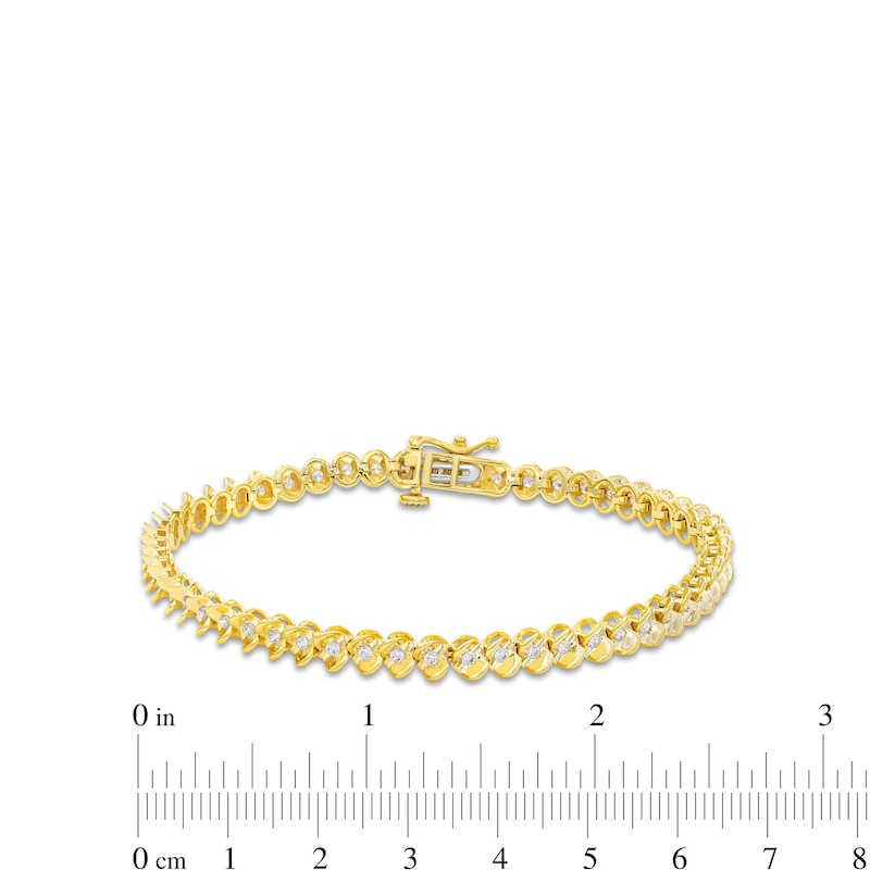 Main Image 4 of 1 CT. T.W. Diamond Sculpted Link Bracelet in 10K Gold - 7.25&quot;