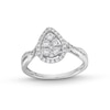 Thumbnail Image 1 of 1/2 CT. T.W. Pear-Shaped Multi-Diamond Frame Twist Shank Engagement Ring in 10K White Gold