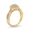 Thumbnail Image 2 of 1/2 CT. T.W. Multi-Diamond Cushion Frame Twist Shank Vintage-Style Engagement Ring in 10K Gold