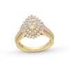 Thumbnail Image 1 of 1-1/4 CT. T.W. Marquise-Shaped Multi-Diamond Double Shadow Frame Triple Row Engagement Ring in 10K Gold