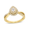 Thumbnail Image 1 of 5/8 CT. T.W. Pear-Shaped Diamond Double Frame Twist Shank Engagement Ring in 14K Gold