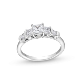 1 CT. T.W. Princess-Cut Diamond Past Present Future® Collar Engagement Ring in 14K White Gold