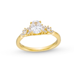 7/8 CT. T.W. Oval and Marquise-Cut Diamond Engagement Ring in 14K Gold