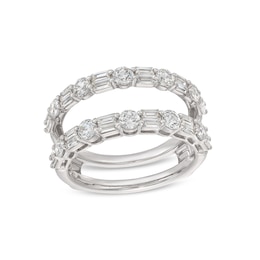 1-3/8 CT. T.W. Baguette and Round Diamond Alternating Solitaire Enhancer in 14K White Gold