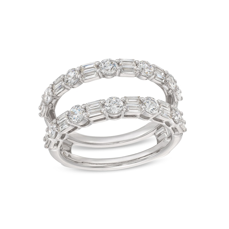 Main Image 1 of 1-3/8 CT. T.W. Baguette and Round Diamond Alternating Solitaire Enhancer in 14K White Gold