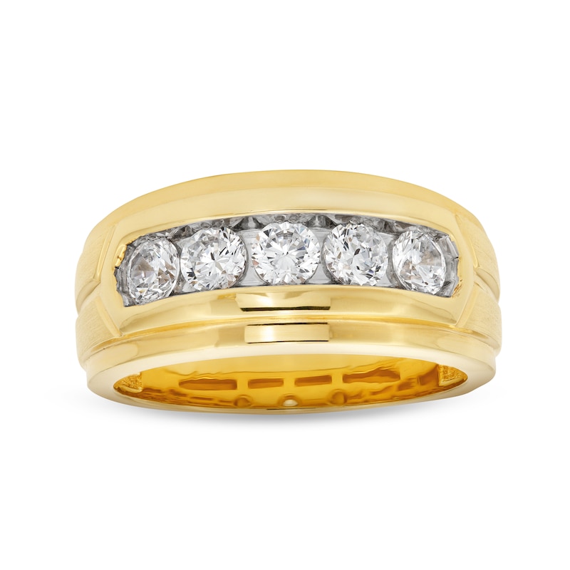 Main Image 1 of 1 CT. T.W. Diamond Five Stone Step Edge Anniversary Band in 10K Gold