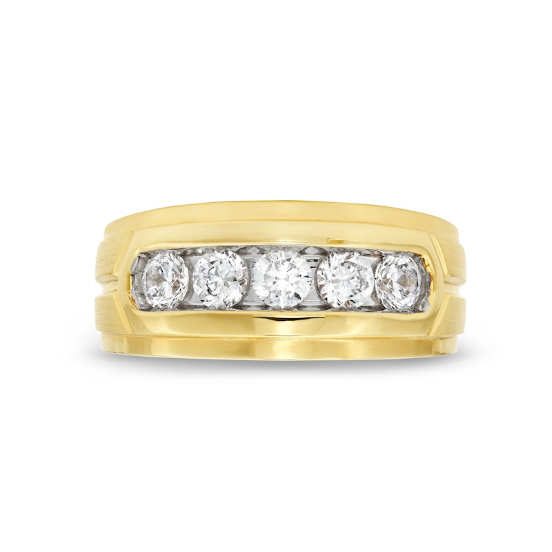 Main Image 4 of 1 CT. T.W. Diamond Five Stone Step Edge Anniversary Band in 10K Gold