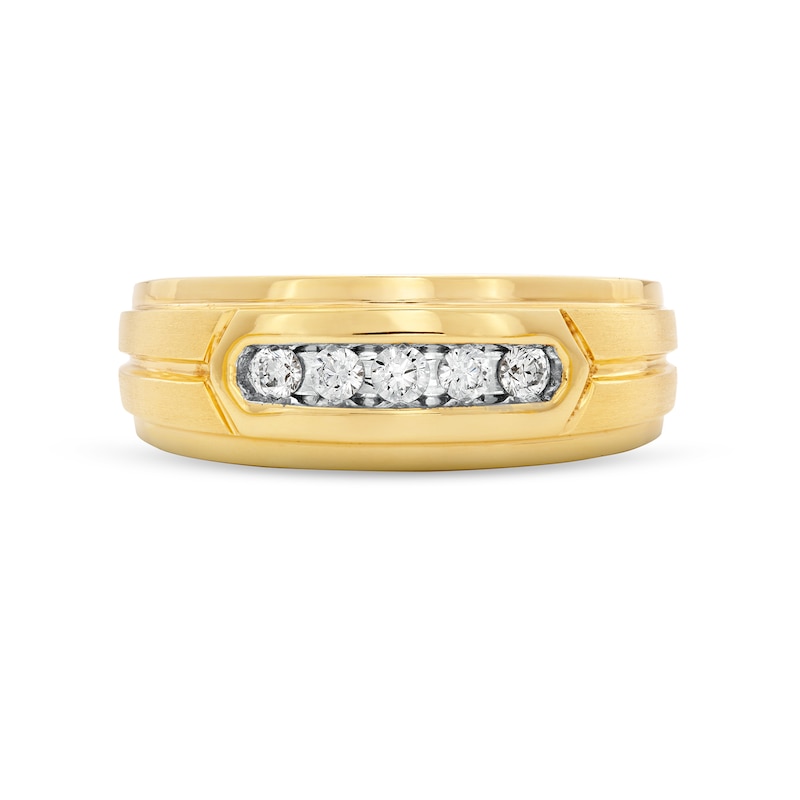 1/4 CT. T.W. Diamond Five Stone Step Edge Anniversary Band in 10K Gold