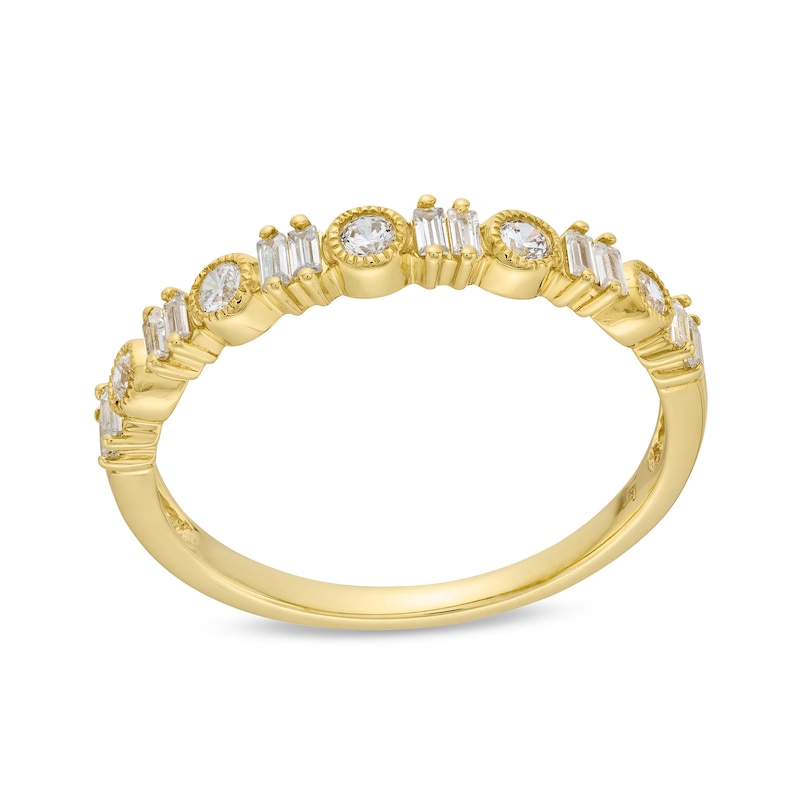 1/4 CT. T.W. Baguette-Cut and Round Diamond Alternating Anniversary Band in 10K Gold