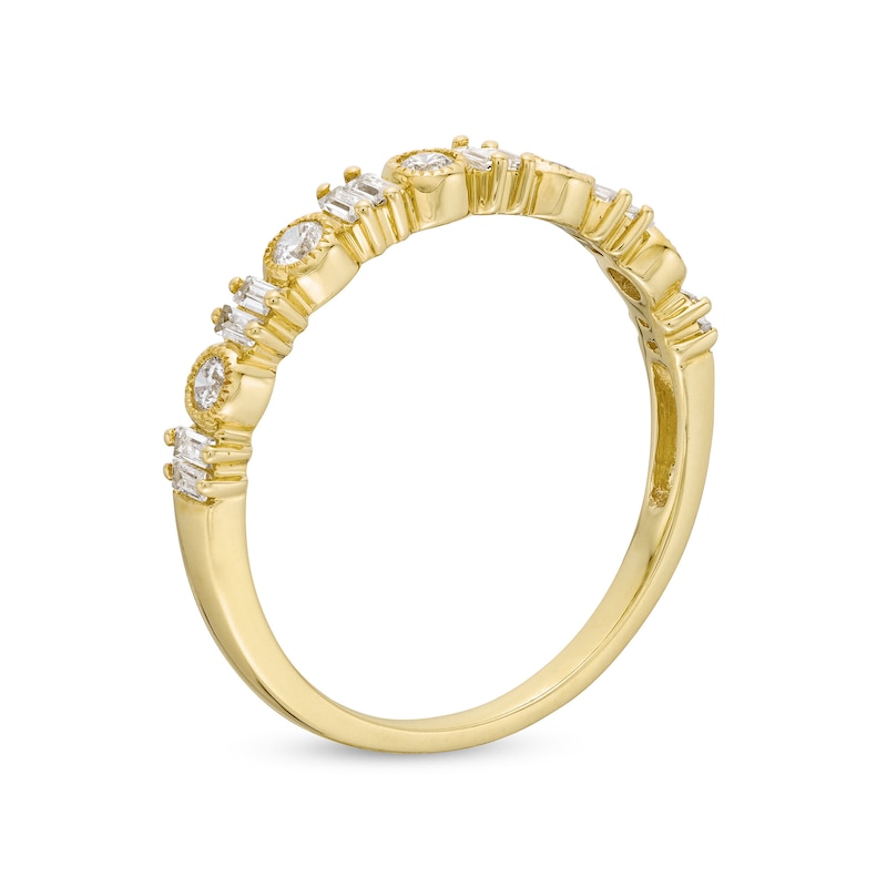 1/4 CT. T.W. Baguette-Cut and Round Diamond Alternating Anniversary Band in 10K Gold