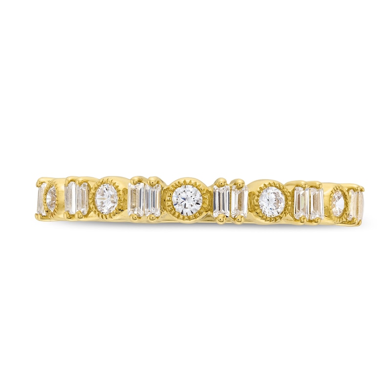 1/4 CT. T.W. Baguette-Cut and Round Diamond Alternating Anniversary Band in 10K Gold