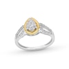 Thumbnail Image 1 of 1/3 CT. T.W. Pear-Shaped Multi-Diamond Split Shank Engagement Ring in 10K Two-Tone Gold