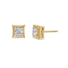 Thumbnail Image 1 of 1/2 CT. T.W. Diamond Solitaire Concave Square Frame Stud Earrings in 10K Gold