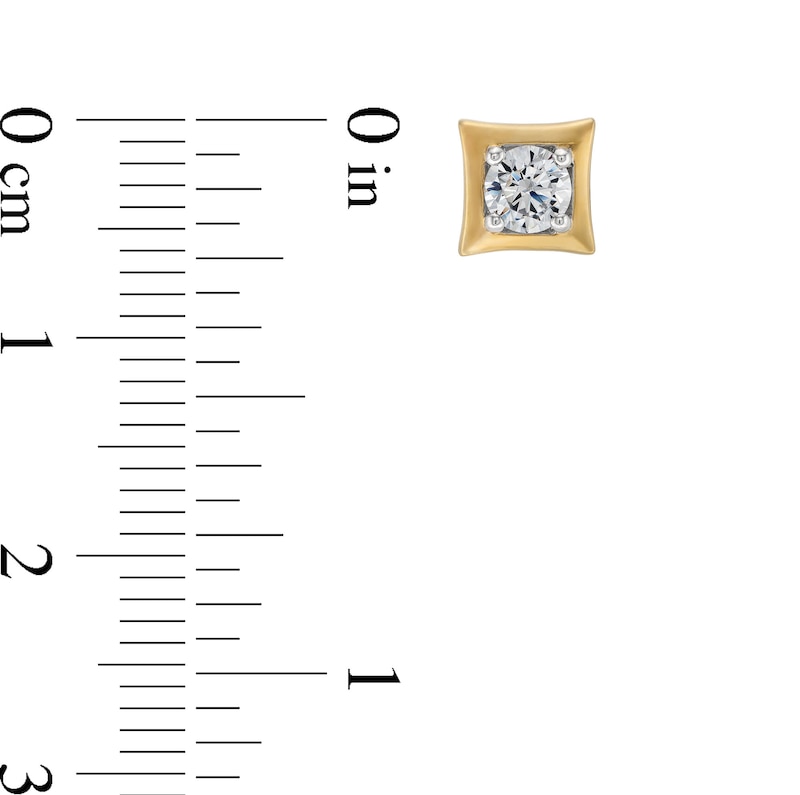 Main Image 2 of 1/2 CT. T.W. Diamond Solitaire Concave Square Frame Stud Earrings in 10K Gold