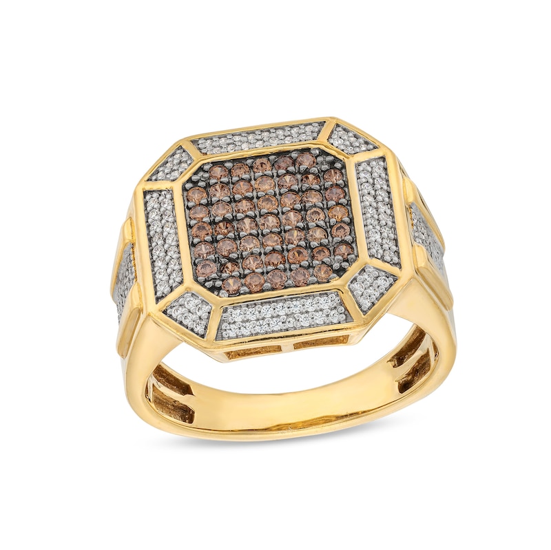 Main Image 1 of 3/4 CT. T.W. Brown and White Multi-Diamond Octagon Frame Ring in 10K Gold