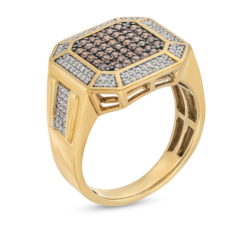 Main Image 2 of 3/4 CT. T.W. Brown and White Multi-Diamond Octagon Frame Ring in 10K Gold