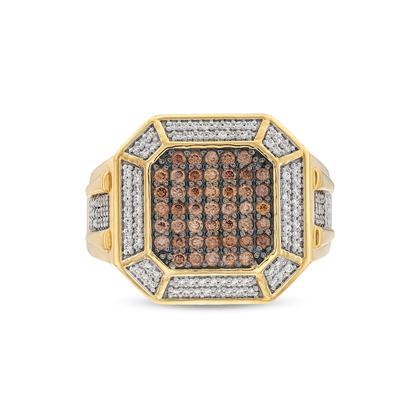 Main Image 3 of 3/4 CT. T.W. Brown and White Multi-Diamond Octagon Frame Ring in 10K Gold