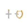 Thumbnail Image 1 of 1/4 CT. T.W. Diamond Cross Hoop Earrings in 10K Gold