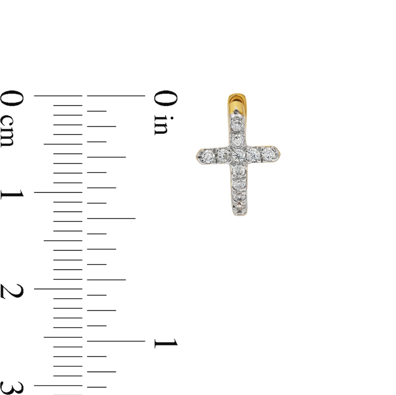 Main Image 2 of 1/4 CT. T.W. Diamond Cross Hoop Earrings in 10K Gold