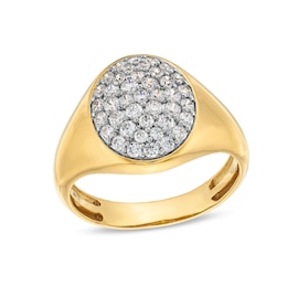 1 CT. T.W. Oval-Shaped Multi-Diamond Signet Ring in 10K Gold