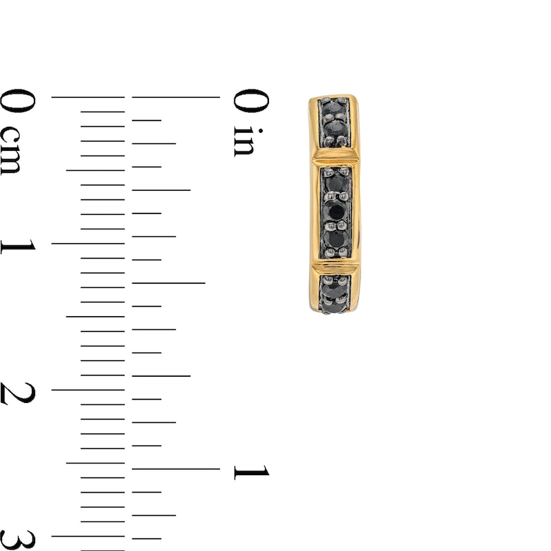 Main Image 2 of 1/3 CT. T.W. Black Diamond Station Hoop Earrings in 10K Gold