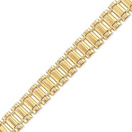 Men’s Hollow Railroad Link Bracelet in 10K Gold - 9”
