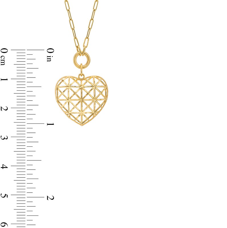 Main Image 3 of Textured Heart Necklace in 10K Gold - 18”