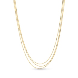 Triple Beaded Strand Necklace in 10K Gold - 18”