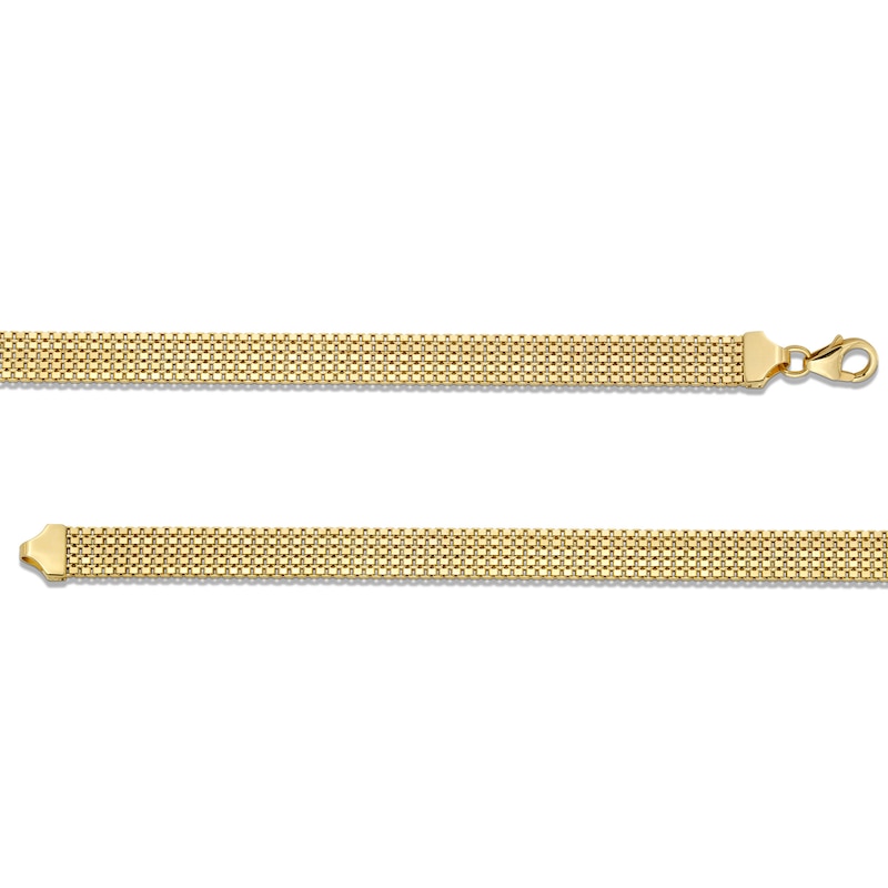 Main Image 4 of Semi-Solid 7.0mm Five-Row Box Chain Bracelet in 14K Gold - 7.5”