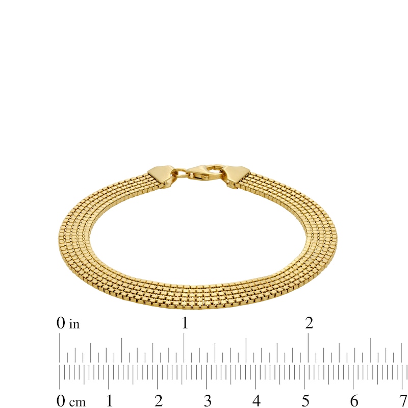 Main Image 5 of Semi-Solid 7.0mm Five-Row Box Chain Bracelet in 14K Gold - 7.5”