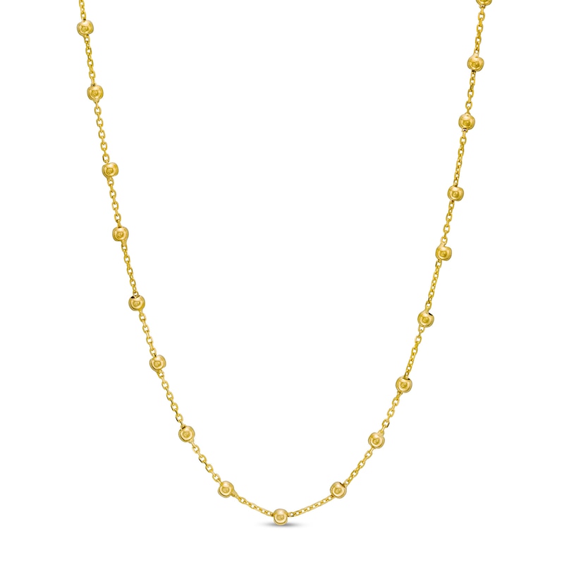 Main Image 1 of Solid Beaded Cable Chain Necklace in 10K Gold - 18”