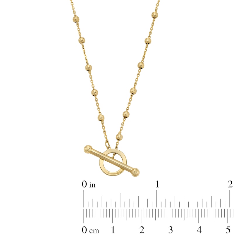 Main Image 3 of Solid Beaded Cable Chain Necklace in 10K Gold - 18”